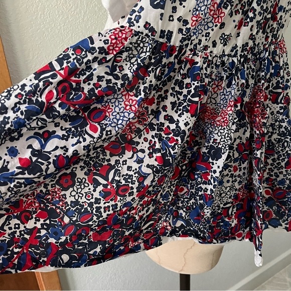 SOLD SACAI sz 2 S WHITE Linen Tee Flare Back Floral Print Short Sleeve Tshirt - Picture 6 of 12